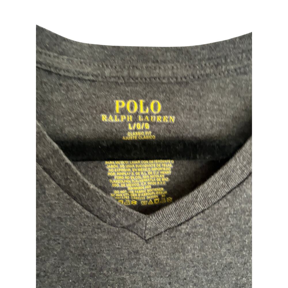 Polo Ralph Lauren Mens V Neck Tee L Charcoal Gray Black Shirt T Shirt - Picture 4 of 4